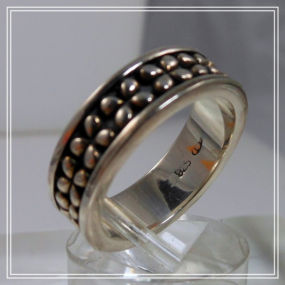 Vintage 1990's‎ Sterling Silver Band Ring Size 7.25 Black Oxidized 6mm Thailand